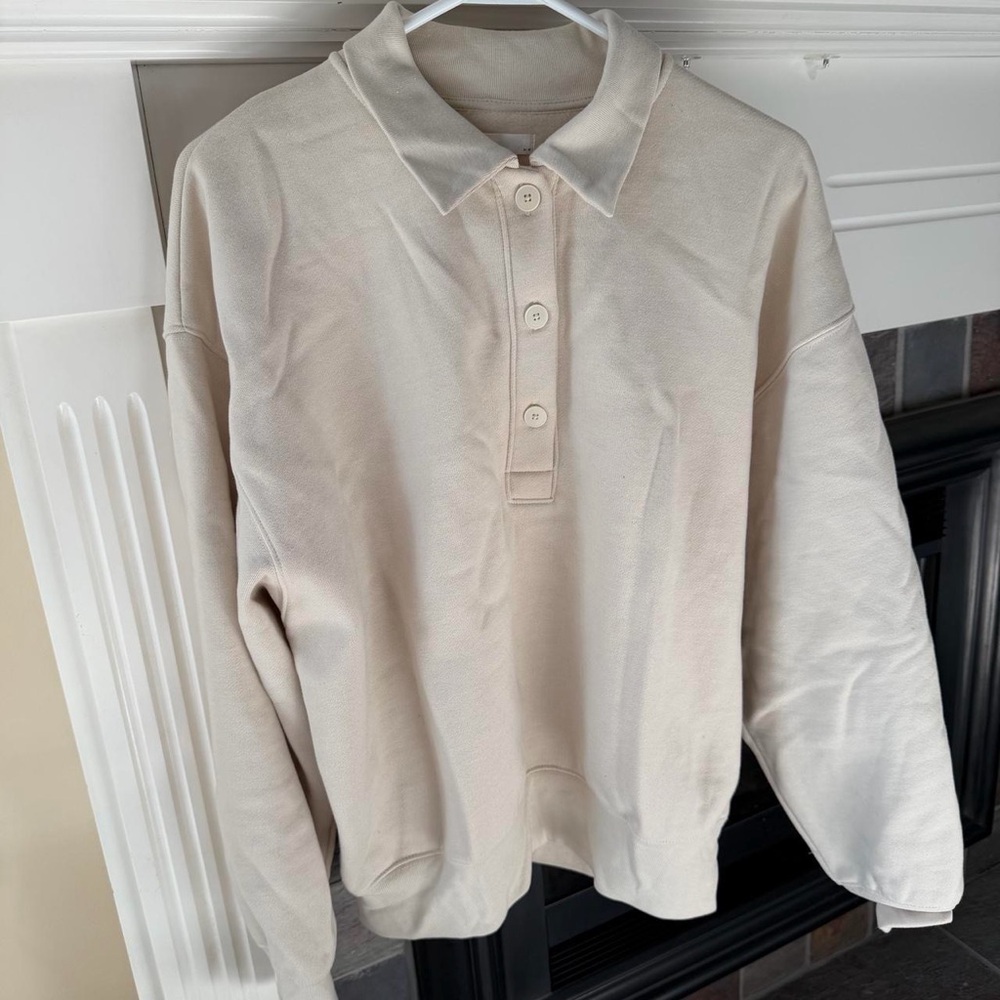 OAK + FORT Off-White Button-Up Polo